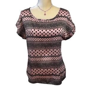 Rumors Cap Sleeves Pattern Blouse Women M